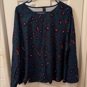 Dark green and Red Patterned Blouse